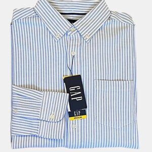 Men GAP Long Sleeves Button Down Classic Oxford Work Golf Casual Dress Shirt M